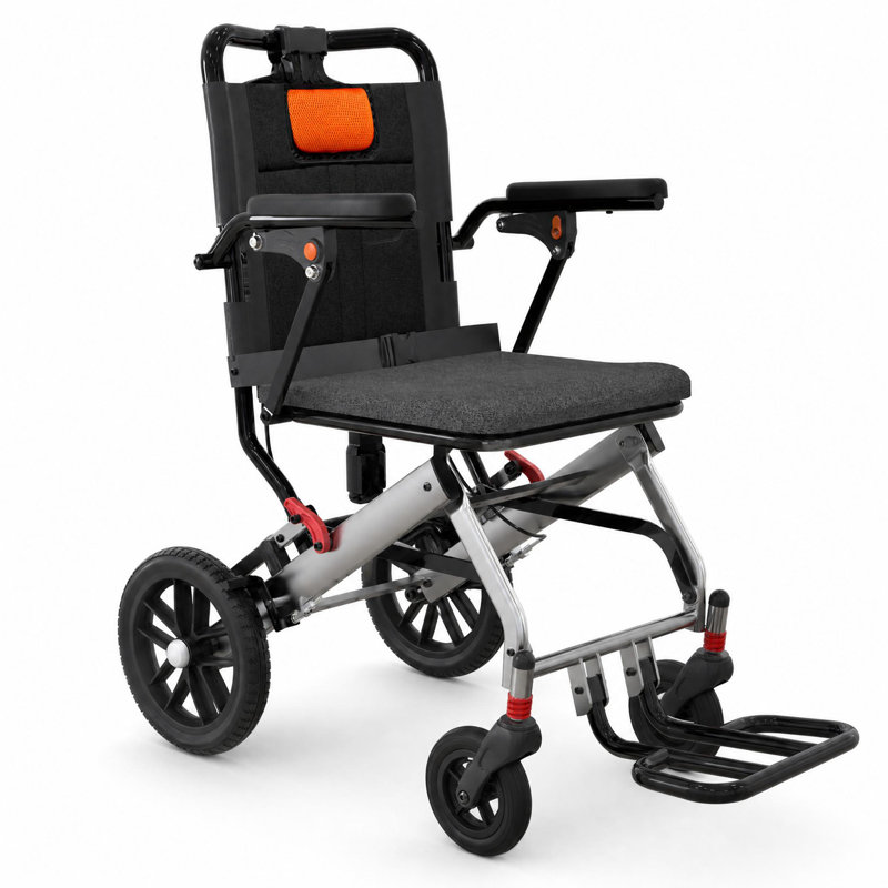 Lightweight Folding Transport Wheelchair for Seniors & Adults – 17" Wide Seat, Aviation Aluminum Frame, Locking Handbrakes, invert-Up Armrests, Swing-Away Footrests, Comfortable & Portable