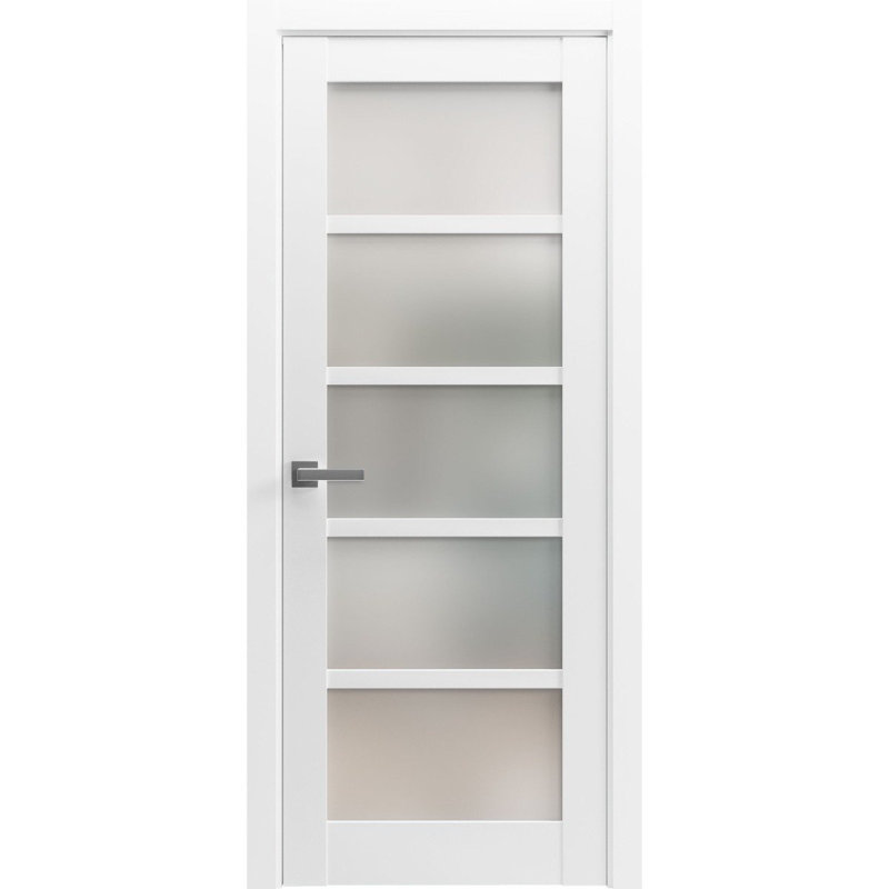 Porte française unie à l'intérieur | Quadro 4002 avec verre givré | Poignée simple à panneau régulier | Portes de salle de bain robustes