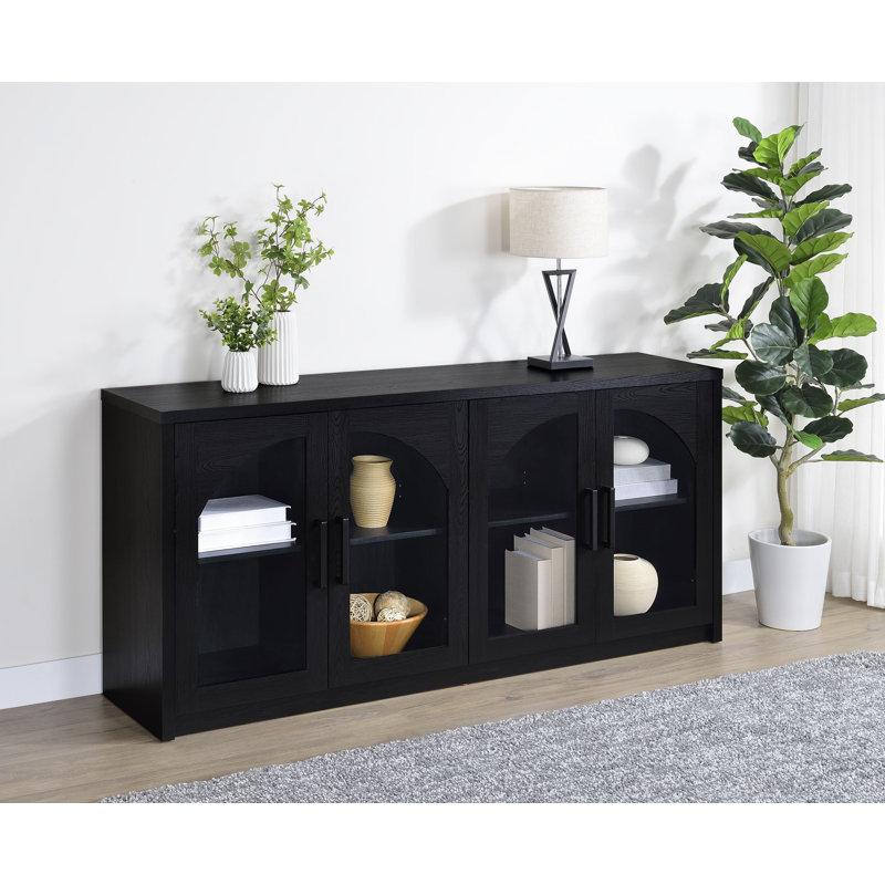 Riva 4-door Dining Sideboard Buffet Storage Credenza Black