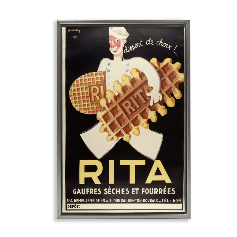 Art mural sur toile flottant antique, affiche Dessert, H 25 po x l 17 po, Cadre flottant gris lustré