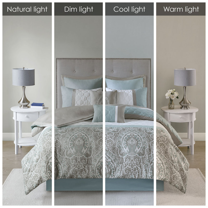 8 Piece Comforter Set, Queen Comforter + 7 Additional Pieces, Seafoam