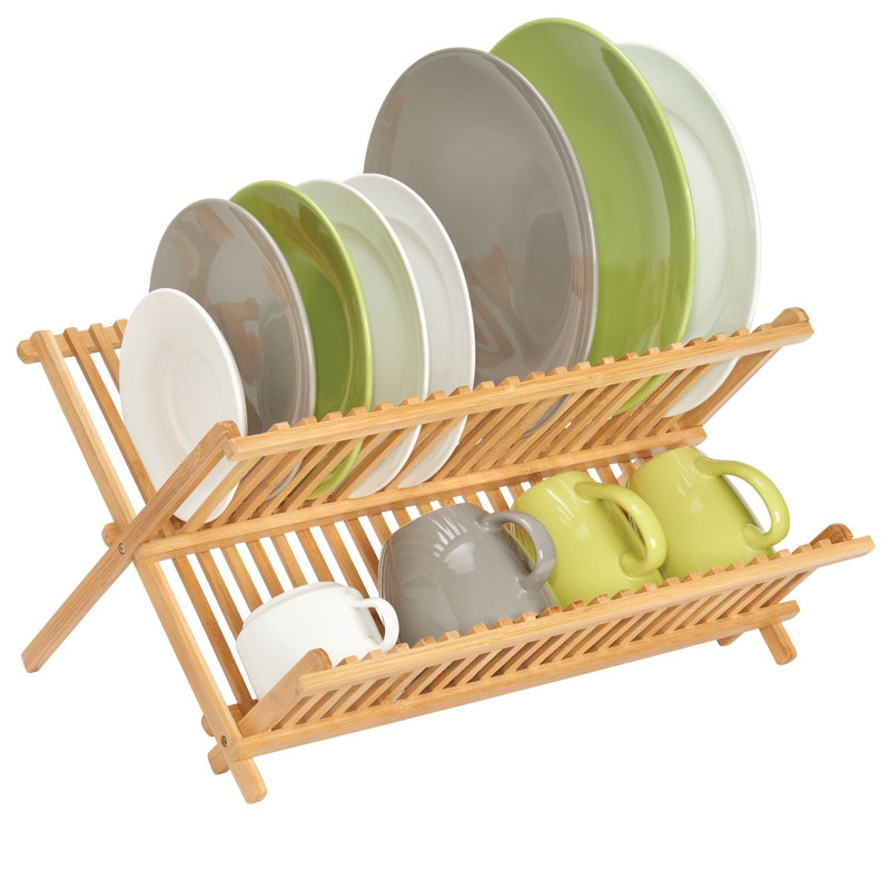 iDesign Formbu Bamboo Folding Collapsible Dish Drying Rack - 16.54" x 12.99" x 10.63"