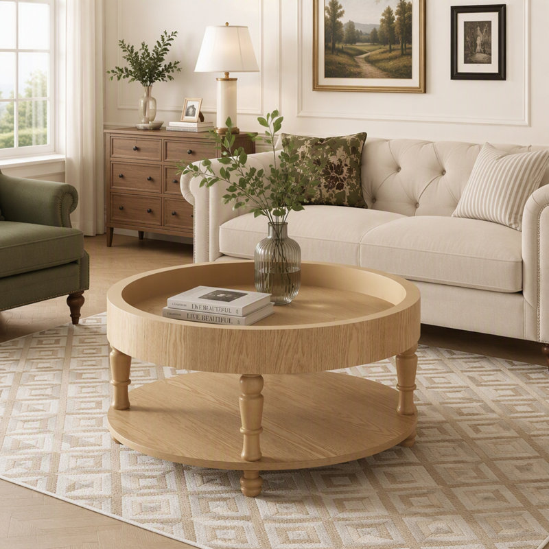 Table basse moderne avec rangement double et compartiment caché, pieds réglables pour plus de stabilité, assemblage facile