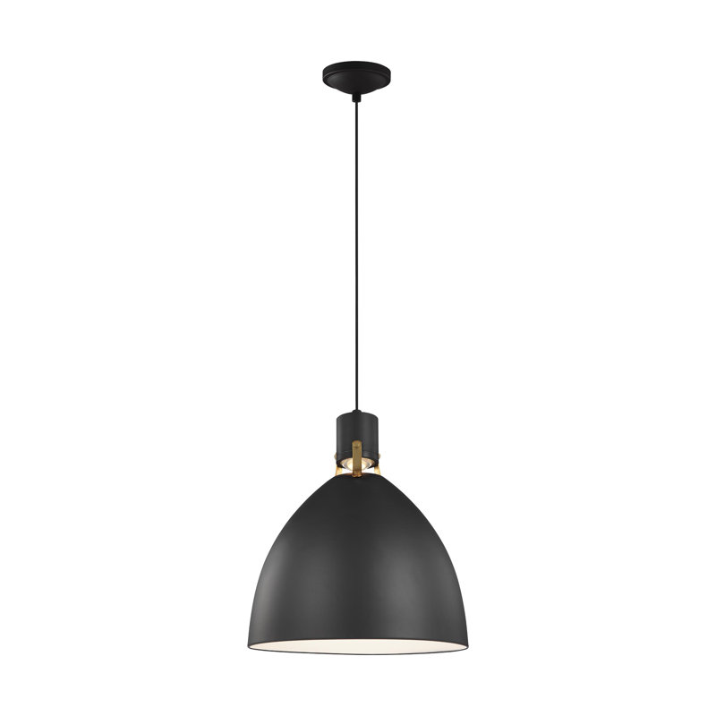 Luminaire suspendu simple à 1 lumière DEL à intensité variable Uma, Noir mat, H 19,75 po x l 16,5 po x P 16,5 po