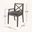 Ensemble de 2 chaises de salle à manger Perla avec structure en bois d'acacia et coussins gris