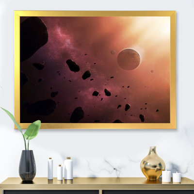 Planète dans une galaxie lointaine - décoration murale moderne en toile