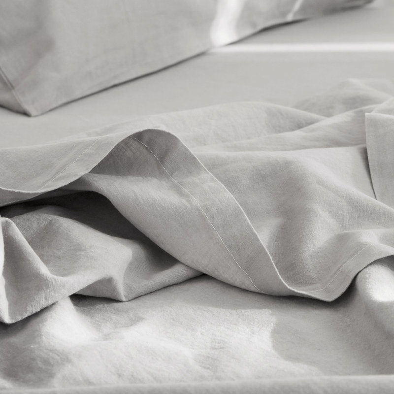 Linen Cotton Flat Sheet(Grey,King), Grey, King