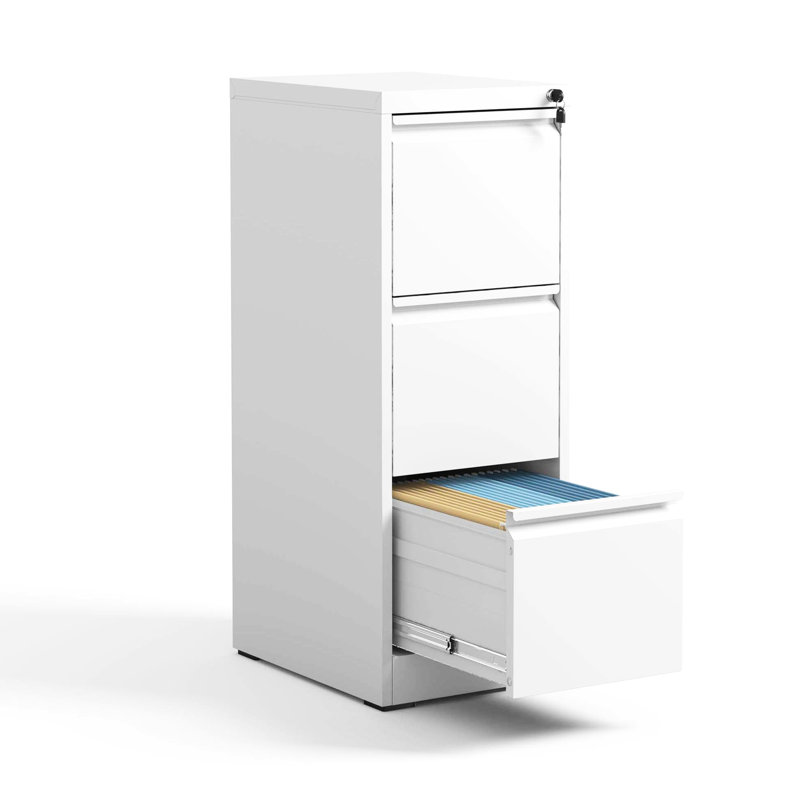 3 Steel File Cabinet, For Office/Home, , Full Extension Drawers, Tilt, Accommodates Multiple Types Lockable 3 Drawer Metal Vertical Home Office Use, Steel, Finish, Quiet Tilt Feature