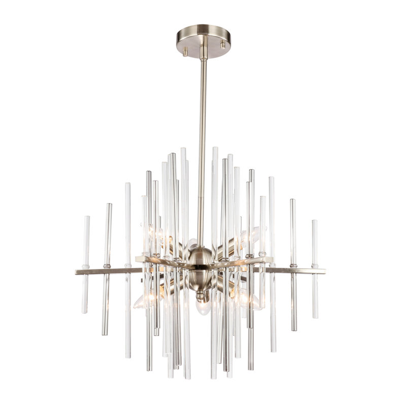Lustre sphérique Spoutnik à 6 lumières Evander, Chrome