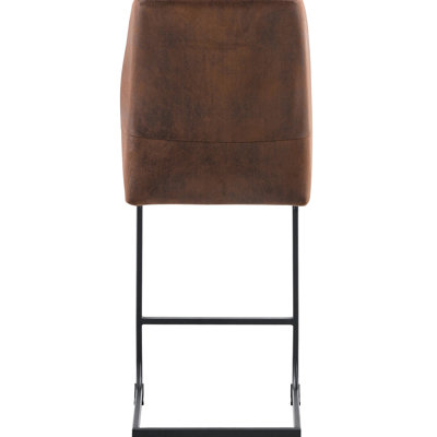 2 chaises de comptoir en suède brun avec pieds en métal noir, fabrication stable avec 2 tabourets de cuisine, siège élégant et respirant