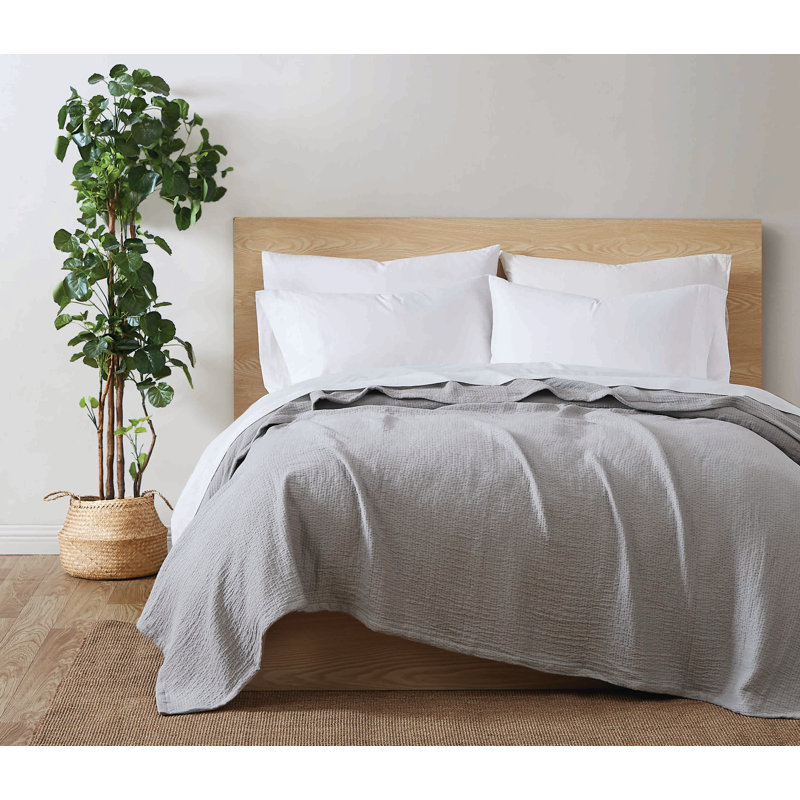 Matelasse 100% Cotton Blanket, Gray, Twin XL
