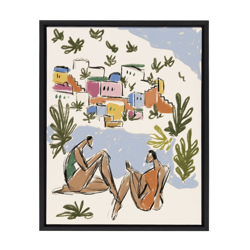 Italian Rivera Colorful Canvas Print with Black Frame