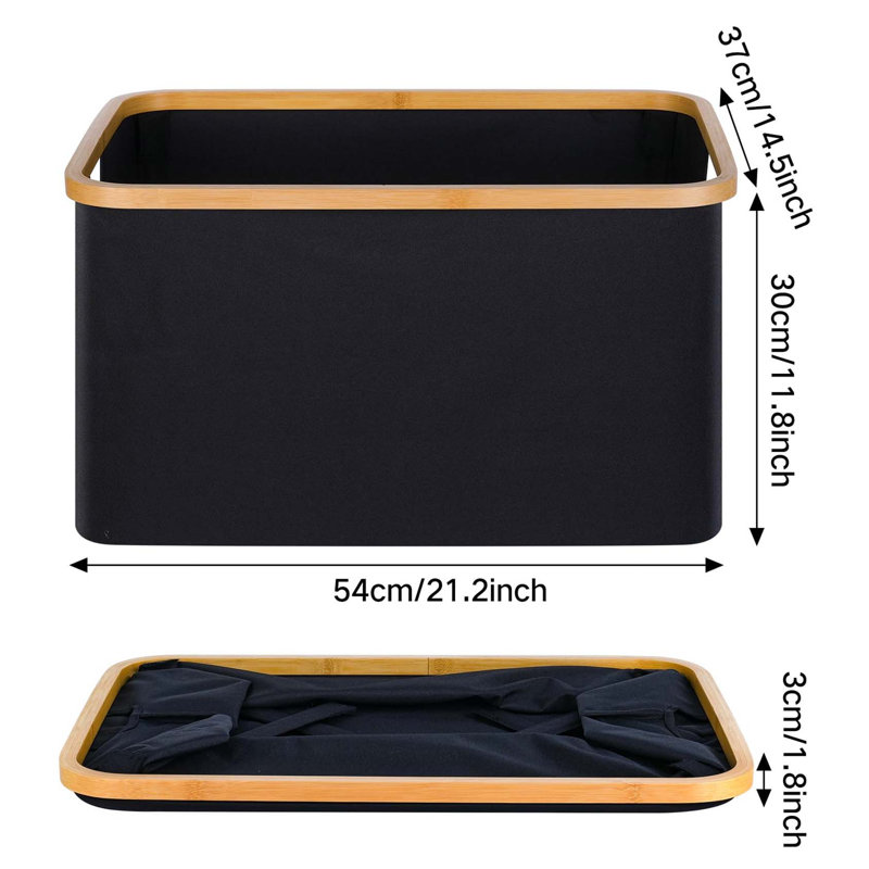 Bhargava Laundry Basket with Handles, Black, 30 x 54 x 37