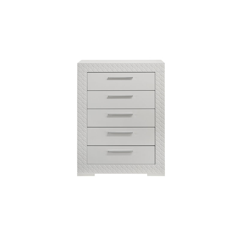 Commode 5 tiroirs en bois de style moderne Blanca