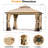 Louvre 13' x 11' LED Self-Power Lights Steel Double Roof Soft Top Gazebo with Waterproof Canopy and Curtain