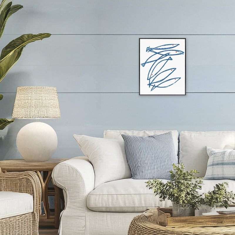 Giclée encadrée de poisson minimaliste, design par Lil 'Rue, H 14 po x l 11 po, Giclée encadrée noir minuit