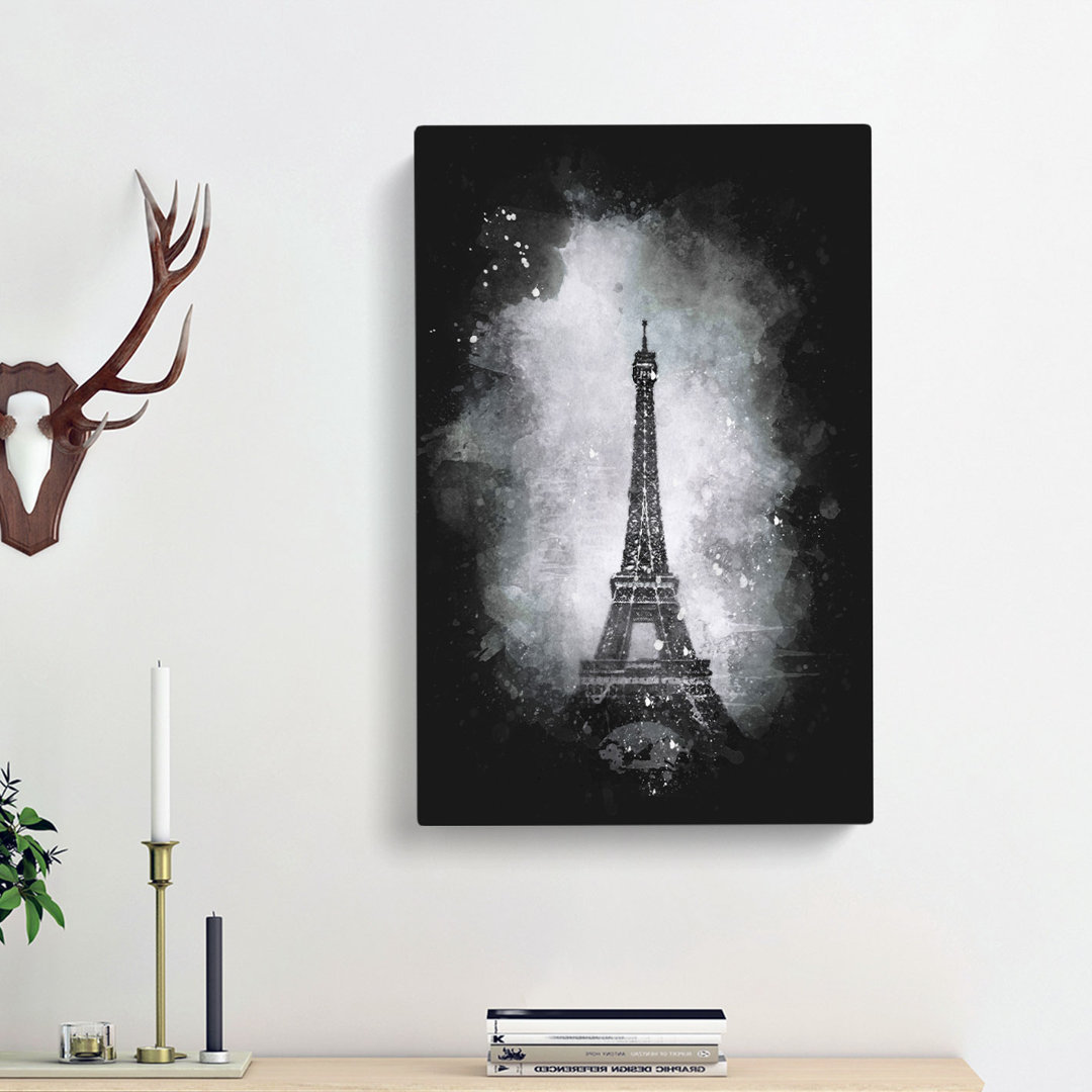 A Moody Eiffel Tower in Paris France - Wrapped Canvas