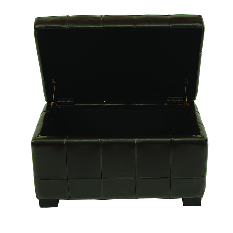 Maiden Faux Leather Ottoman, Brown Faux Leather