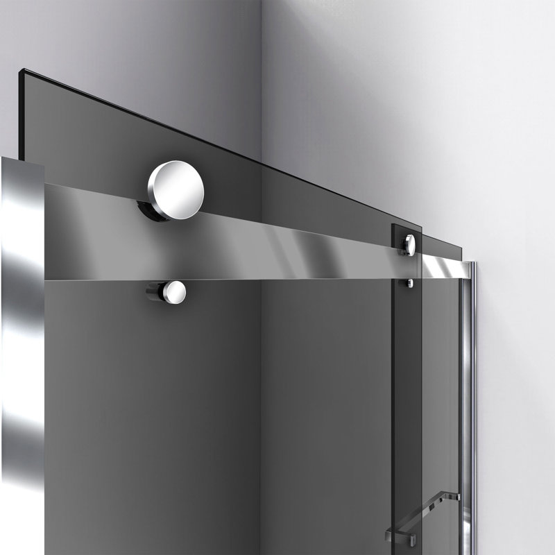 Porte de baignoire demi-cadre sans cadre Sapphire l 56 po x H 60 po avec technologie ClearMax, Chrome / gris fumé