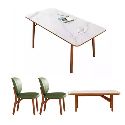Creamy Style Rock Slab Cherry Wood Dining Table