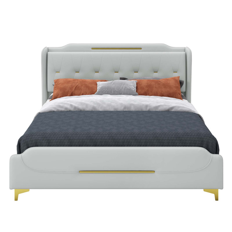 Bed For Bedroom, Gray, King
