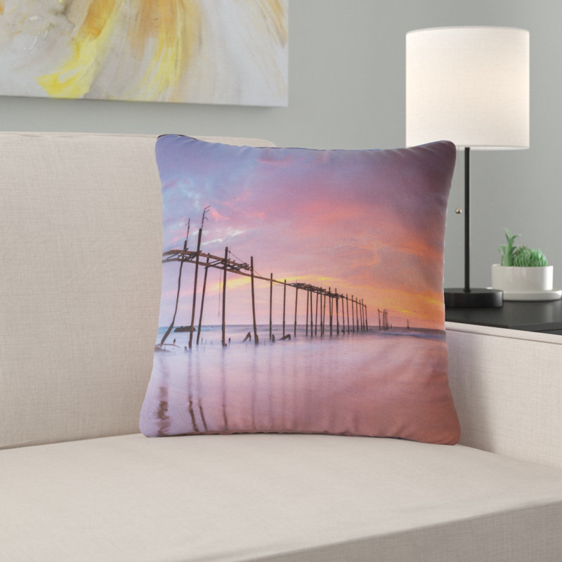 Seascape de piliers en bois avec coussin de soleil, Carrée 18 po x 18 po