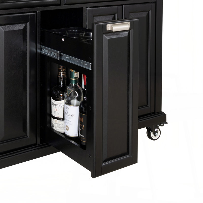 Kitchen Island with Countertop, Kitchen Cart on 5 Wheels with Storage Cabinet and 2 Top Drawers and A center double layered storage drawer for Dinning Room, Black