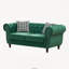 Canapé Chesterfield 2 places en velours vert, 165 cm, avec accoudoirs arrondis et clous décoratifs.-768691809