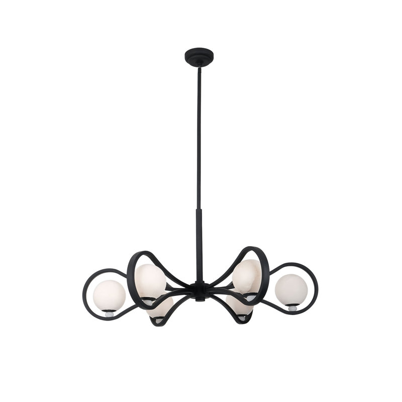 Elliptical 6 LT Matte Black Chandelier Kalco