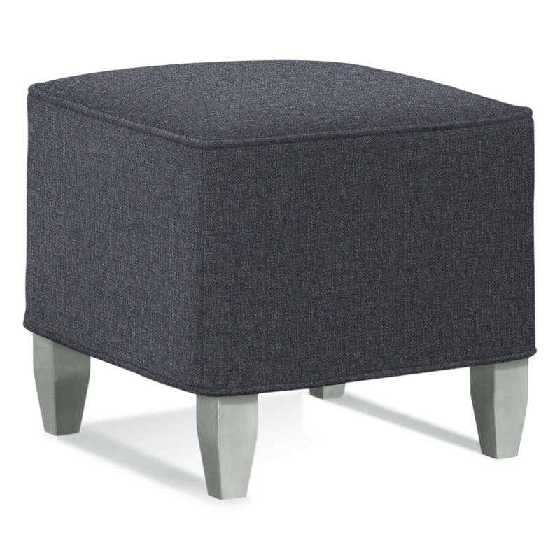 Brooklyn Square Ottoman, Elite Ivory 100% Polyester, Nickel