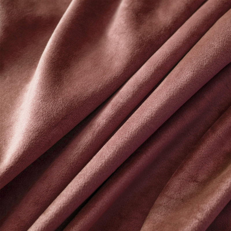 Dessy Velvet  Curtains 2 Panel Set Super Soft luxury Rod Pocket Back Tab Curtains, 52" W x 84" L, Dusty Rose