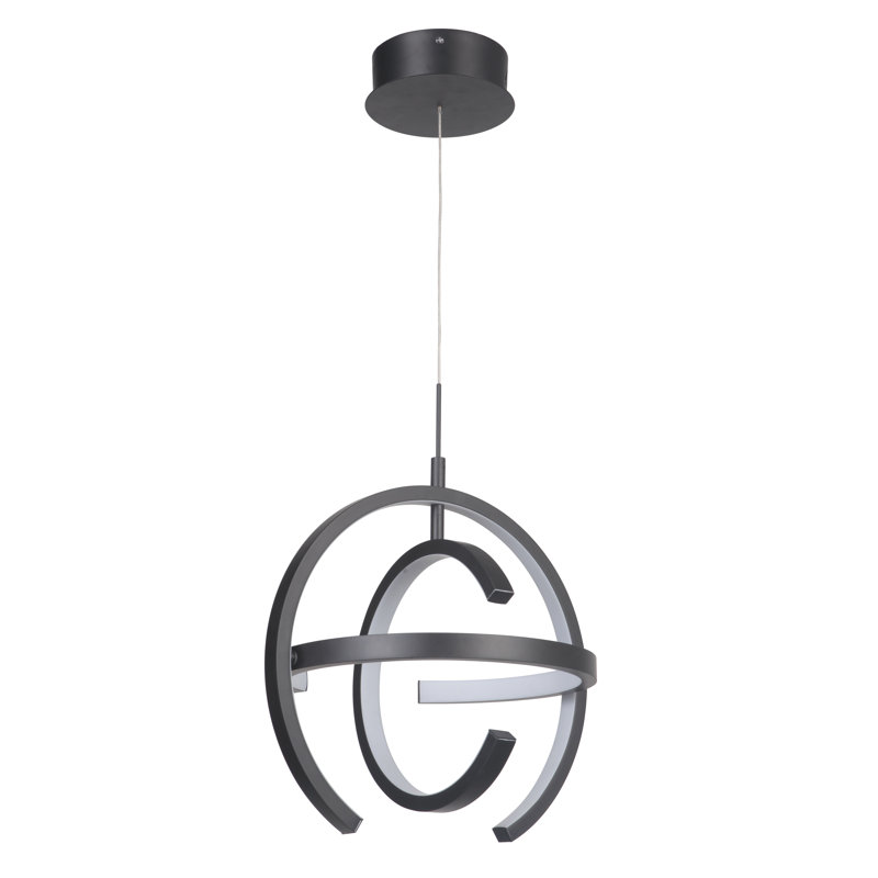 Liam 1 - Light LED Unique/Statement Pendant, Matte Black