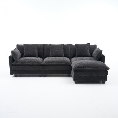 Versatile 3-Seat Combo Sofa With Storage Ottoman For Living Room, Apartment, And Compact Spaces, L-Shaped Sectional Couch With Footrest