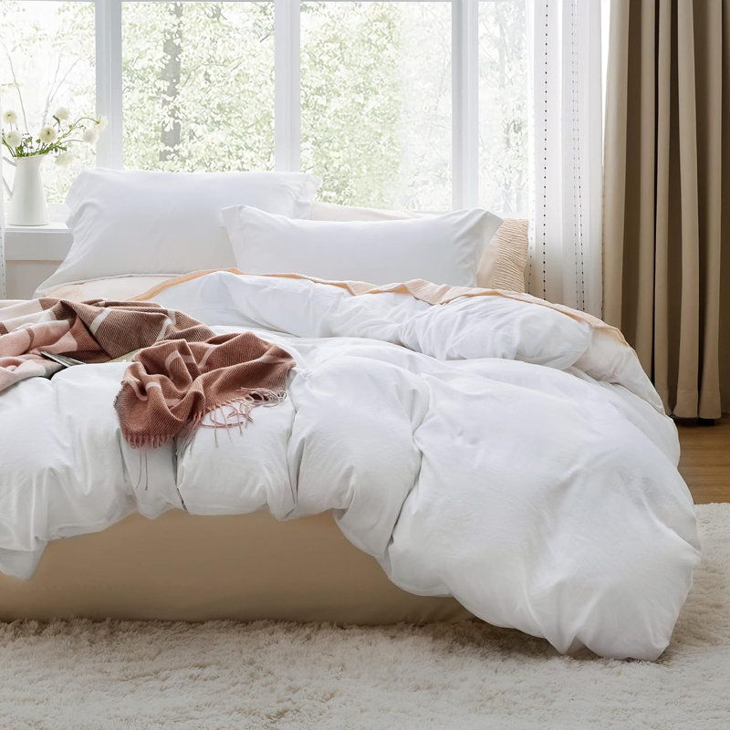 Bedsure Duvet Cover Twin Set Prewashed Extra Soft Cotton-Like Beding Set （Set of 2）, Twin Duvet Cover + 1 Standard Sham