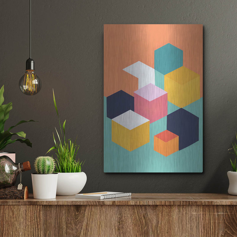 Ivy Bronx «Cubes» par Andreas Magnusson, art mural en métal, H 16 po x l 12 po