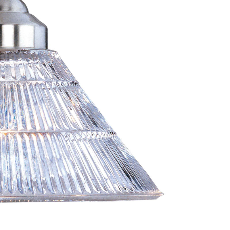 1-Light Indoor Brushed Nickel Single Pendant with Clear Ribbed Glass Bowl Shade, Brushed Nickel