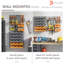 Ensemble de supports pour outils perforés muraux DURHAND 44 pièces avec divers bacs de rangement, panneaux perforés et crochets, orange
