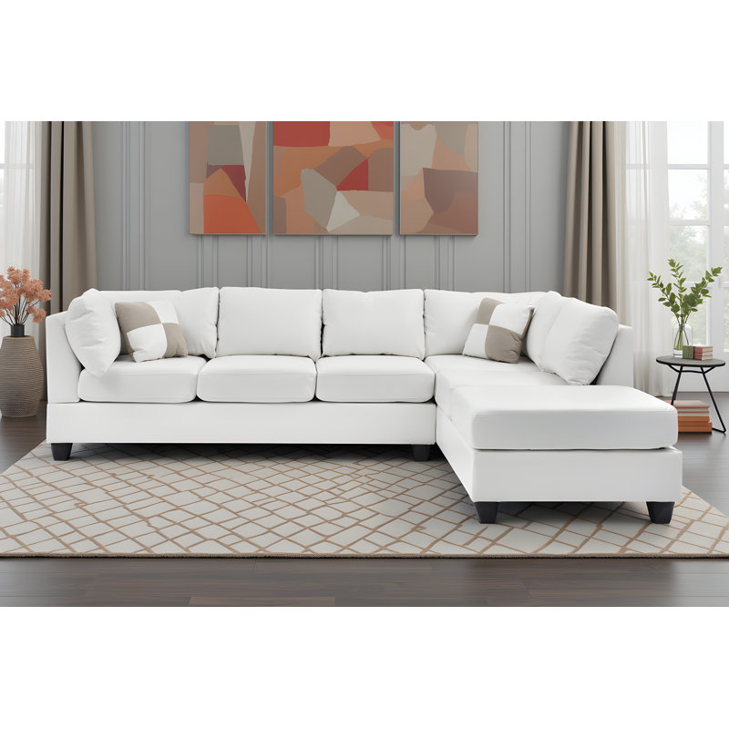 Belize Sectional, White Faux Leather