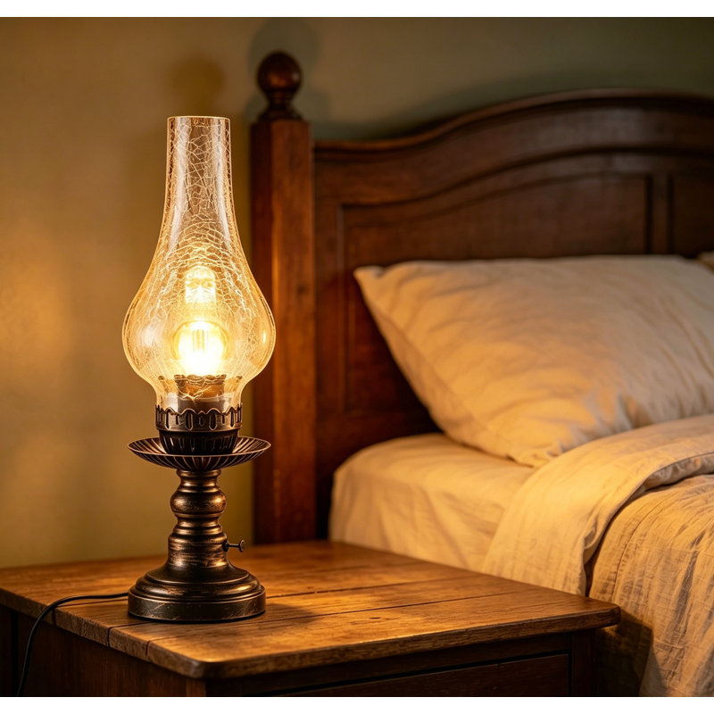 Lampe de table rétro sans fil rechargeable avec gradateur et commande tactile, petites lumières alimentées par pile, lampe de maison de campagne rétro en verre soufflé à la main Amber pour chambre à coucher, salon, table de salle à manger, cuisine