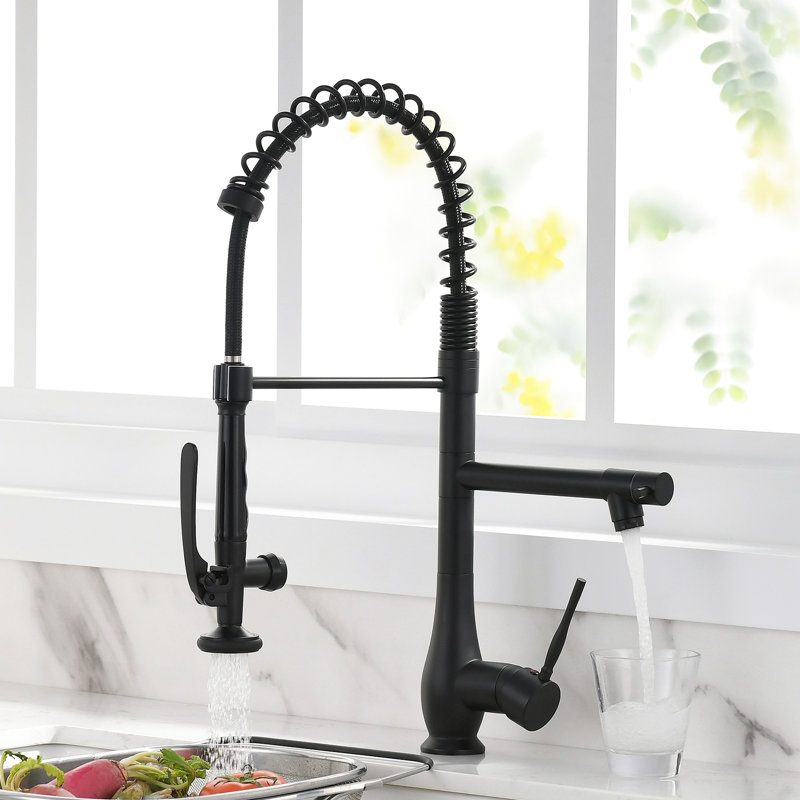 Black Kitchen Faucet Pull Down - Single Handle, Ceramic Filler, Rust And Corrosion Finish , Black, Long-Lasting, Black
