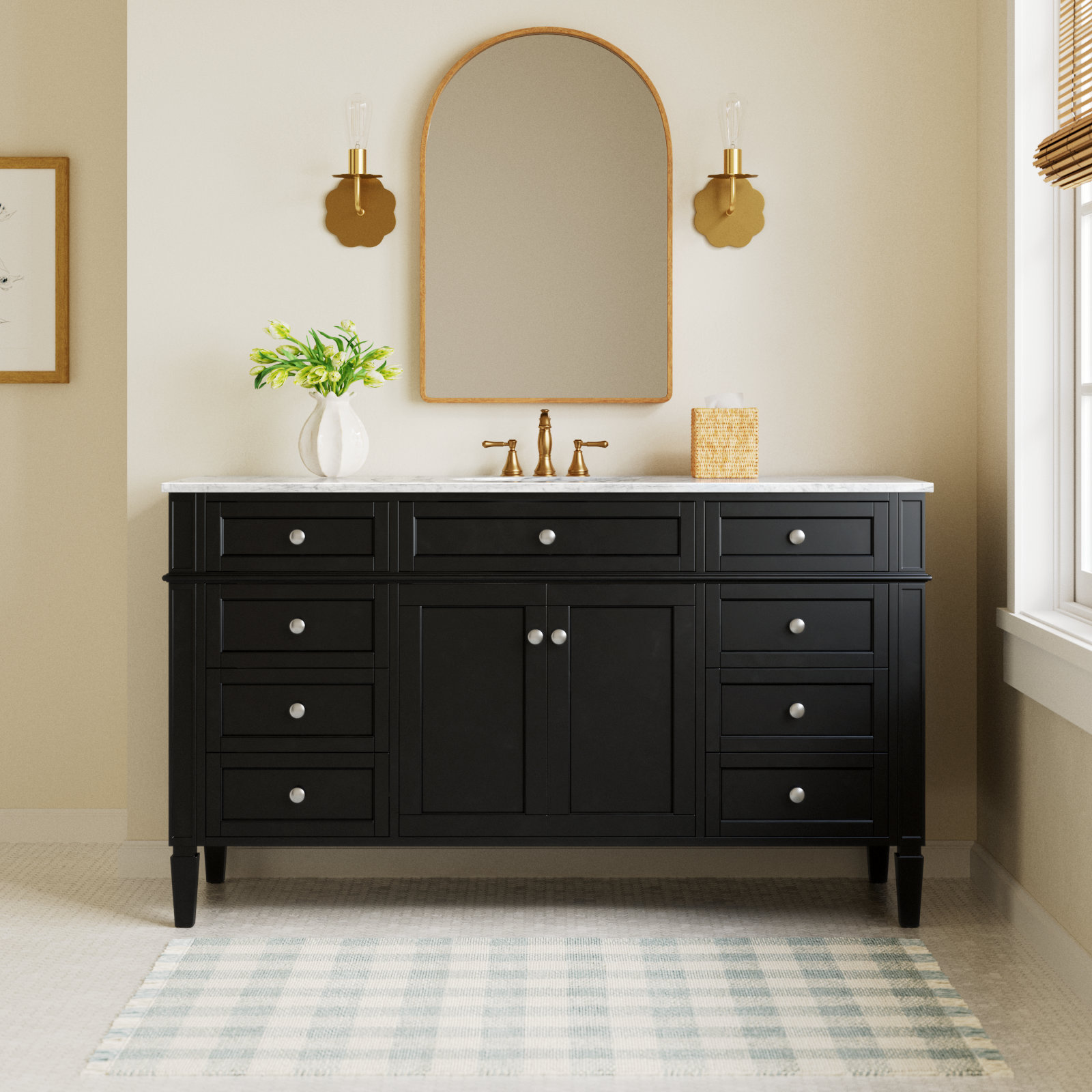 Rivers 60'' Single Bathroom Vanity, Black