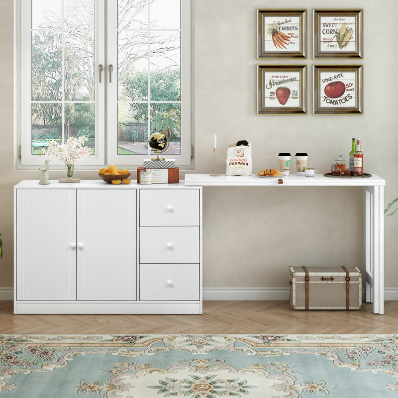 U_STYLE Innovative Sideboard With 2-Door, 3-Drawer Design And Adjustable Pull-Out Top For Flexible Use,Suitable For Study,Entrance And Living Room