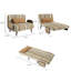 Fauteuil-lit convertible 3 en 1, fauteuil d'appoint rayé jaune moutarde avec panneaux latéraux en résine tressée en PE