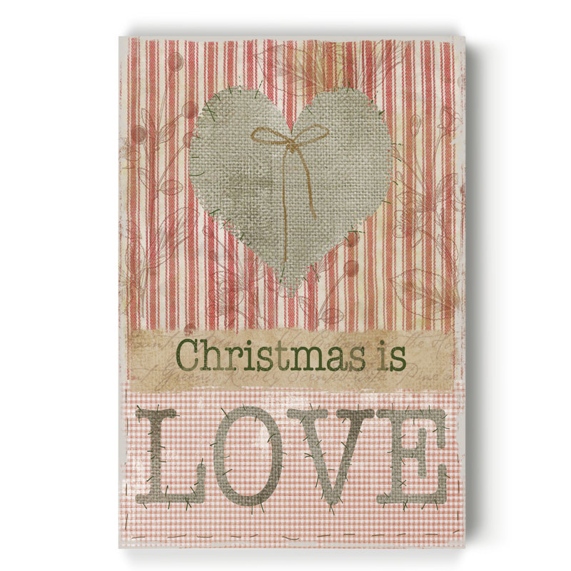 «Burlap Christmas Love» par Parvez Taj - reproduction d'art sur toile tendue, H 12 po x l 8 po x P 1 po