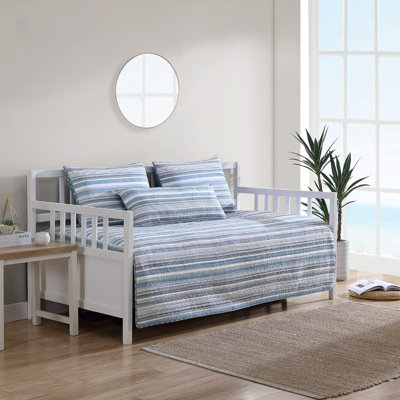 Nautica - Ensemble de housse de lit de jour, ensemble de literie réversible en coton avec taies décoratives assorties et housse de coussin, Home Decor For All Seasons (gris Jettison, lit de jour)