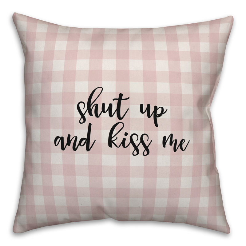 Coussin Shut Up and Kiss Me, Coussin décoratif, Rose / Noir