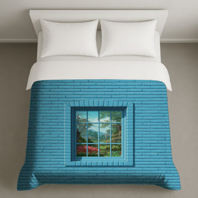 Blue Brick Wall Window Duvet Covers