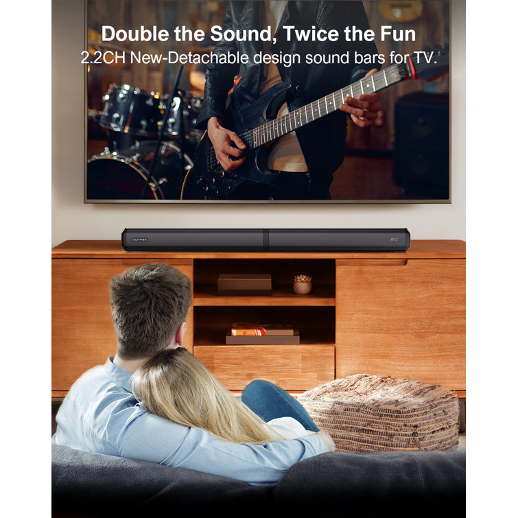 40W Barre de son Bluetooth 5.0 Sans Fil Détachable Enceinte TV US