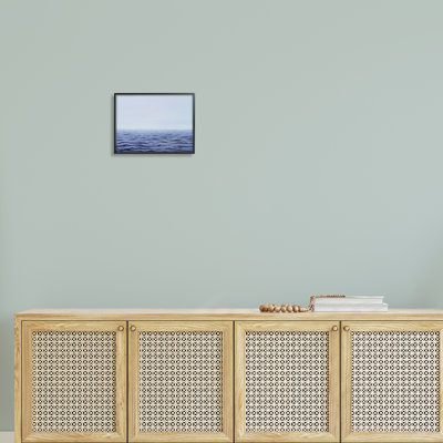 Stupell Industries Vast Ocean Horizon Soothing Blue Water Waves By Michael Willett - Picture Frame Photograph On Wood In Midnight Black Framed Giclee