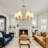 6-Light Classic Chandelier With White Fabric Shade